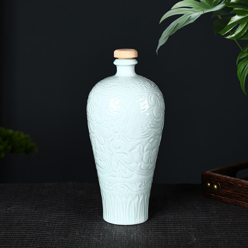 景德镇陶瓷空酒瓶2斤装酒壶酒具酒坛家用密封酒罐散装白酒瓶子