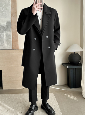 模特图~秋季假两件韩版过膝长款风衣外套 K699/P128