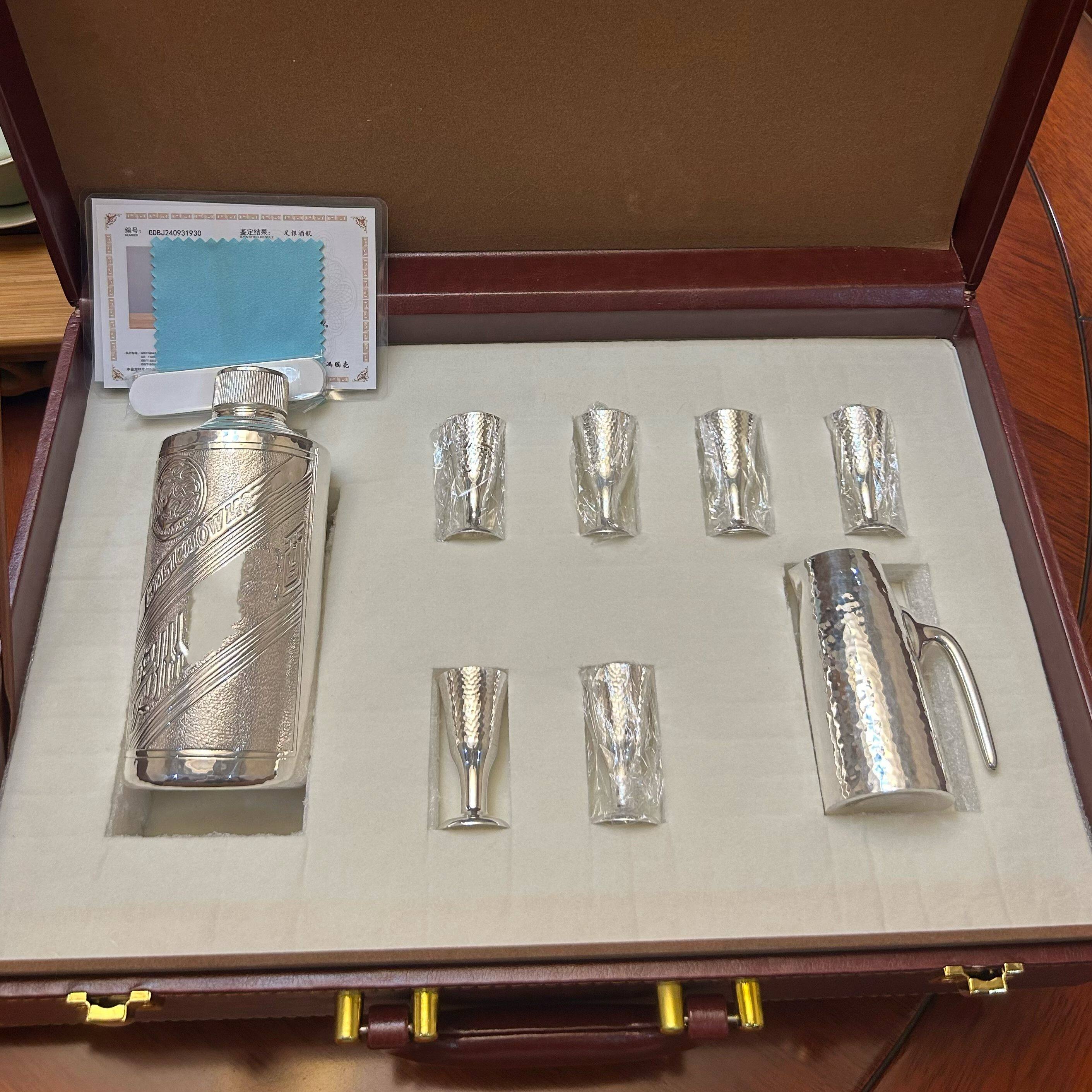 纯银酒瓶酒具套装足银999茅子银酒壶分酒器白酒杯送客户商务礼品