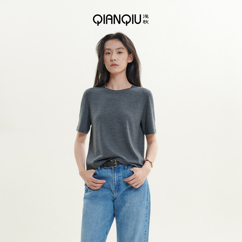 「新经典」浅秋短袖针织衫女2025新款圆领套头毛衣宽松百搭上衣女,女装/女士精品,羊绒衫,淘宝优惠券,粉丝福利购,淘宝优惠卷