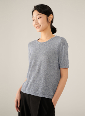 浅秋经典圆领针织短袖T恤内搭上衣女2024秋季新款3B40532