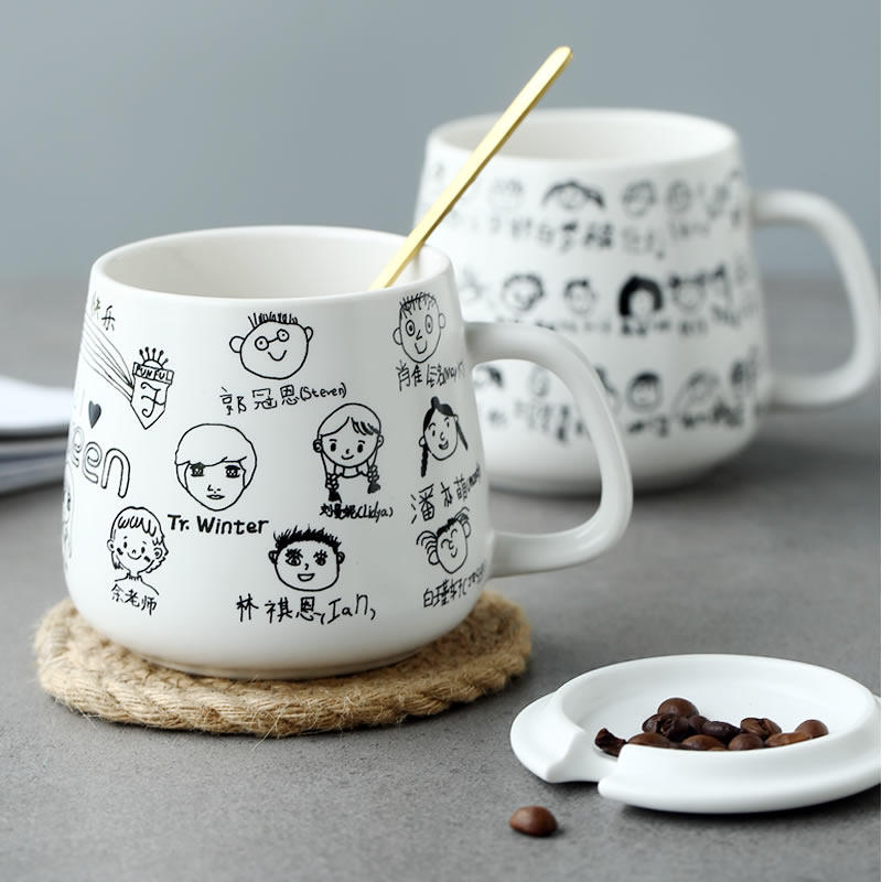 马克杯diy 定制儿童水杯子简笔画印头像幼儿园高温陶瓷杯毕业礼物
