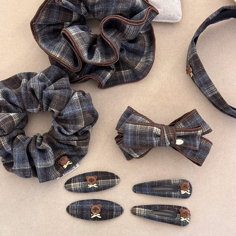 复古格纹小熊发夹布艺蝴蝶结简约百搭bb夹后脑勺香蕉夹半扎发头花,饰品/流行首饰/时尚饰品新,发饰,淘宝优惠券,粉丝福利购,淘宝优惠卷