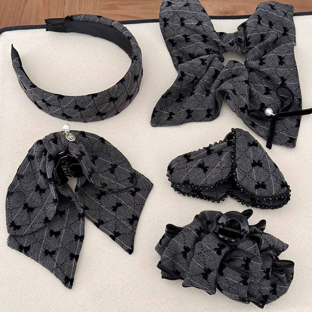 韩系气质黑灰格纹方巾发圈高级感轻奢头绳精致水钻扎低马尾头花女,饰品/流行首饰/时尚饰品新,发饰,淘宝优惠券,粉丝福利购,淘宝优惠卷