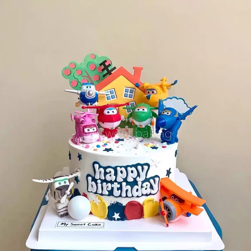 变身飞侠蛋糕装饰摆件飞机小飞侠卡通玩具儿童生日蛋糕烘焙装饰