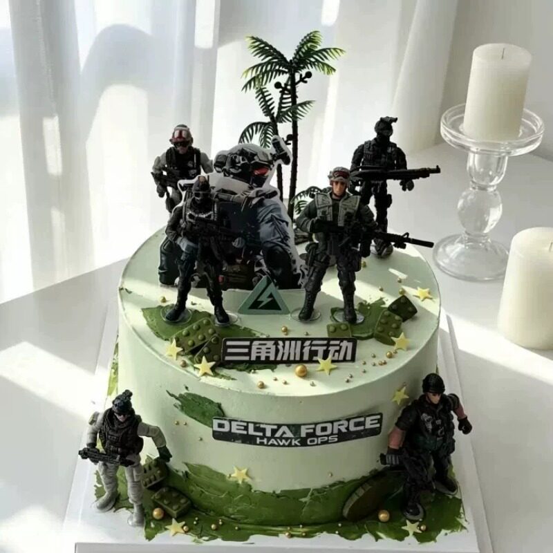 网红男士生日蛋糕装饰三角洲行动摆件男孩男生甜品台装扮插件配件