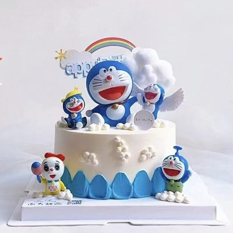 机器猫叮当猫卡通蓝色蛋糕装饰摆件插件儿童儿童生日蛋糕插件套装
