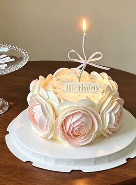 网红糯米纸花朵蛋糕装饰七夕情人节情侣纪念女神女生生日装扮