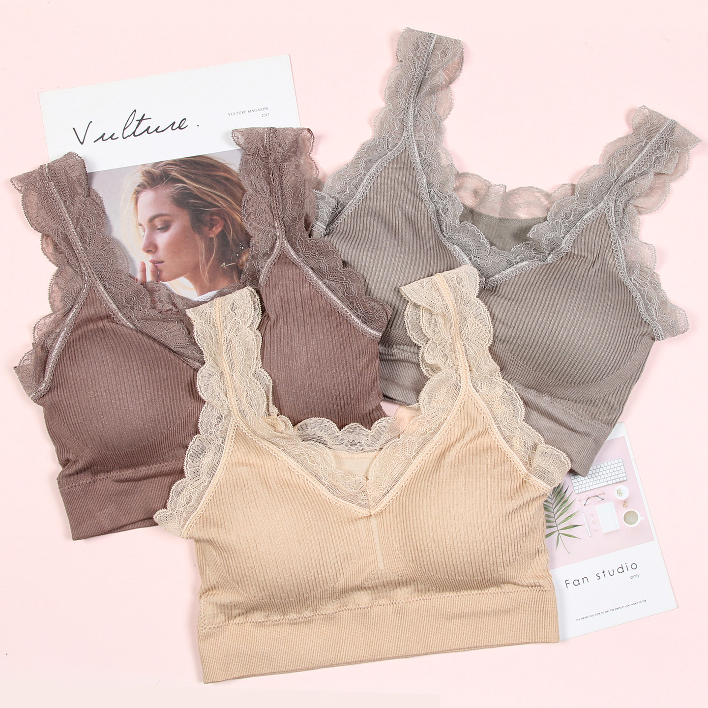 美背裹胸少女抹胸欧洲站新款棉质文胸小胸聚拢蕾丝边性感吊带背心