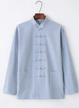 春秋唐装棉麻新中式太极服长衫