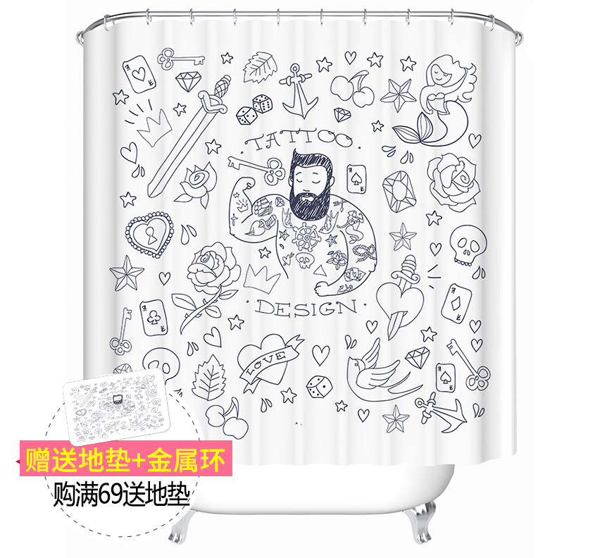 定制高档加厚聚酯纤维防霉防潮防水浴帘布浴室隔断帘子布门帘窗户