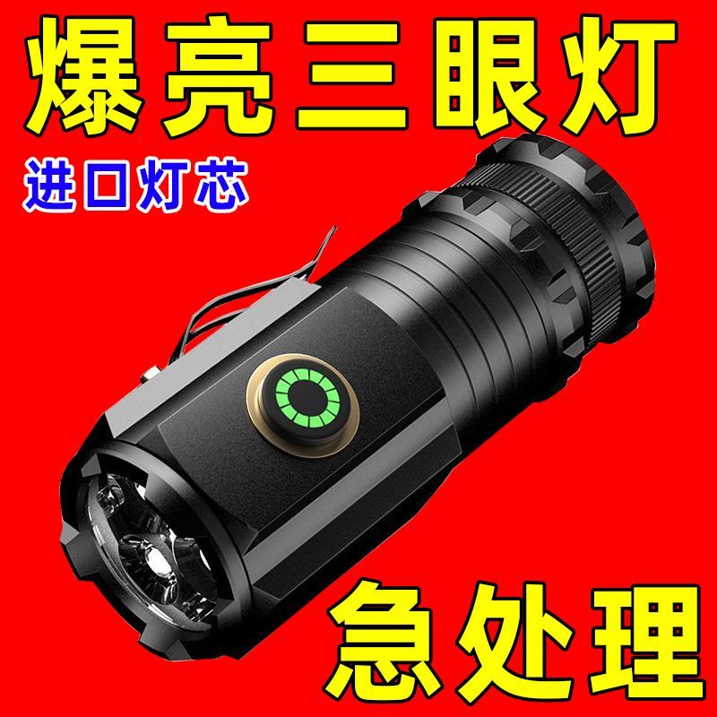 【巨亮】德国进口手电筒便携式户外可充电登山家用潮流多功能灯