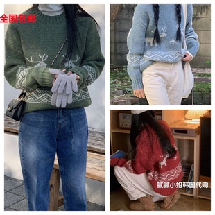 grand boul2025冬韩国东大门代购 复古撞色毛衣111302