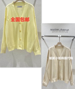 140 Avenue-P韩国东大门代购2026春季女装新纯色宽松字母针织开衫