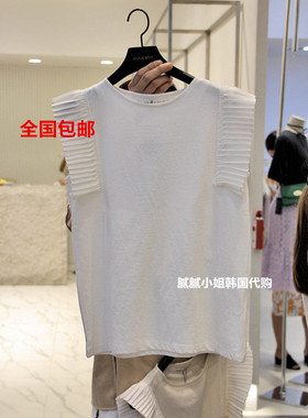 ANNA BRIT 韩国东大门代购 褶皱花边衬衫背心t恤