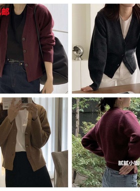 韩国Brunch091807 秋冬 澳洲进口 1oo%羊羔毛 复古毛衣开衫