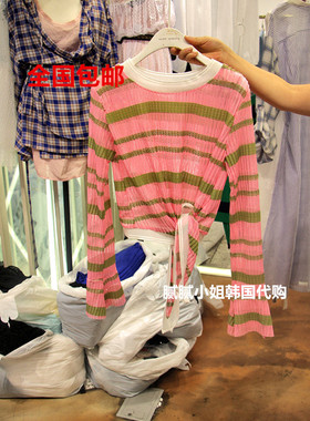 韩国东大门代购Savant syndrome条纹针织t恤