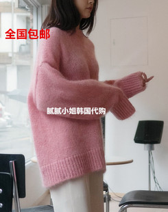 韩国东大门water/river新品 宽松短款针织衫洋气毛衣