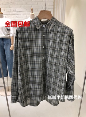 韩国东大门代购 maran 春新 翻领格子衬衫