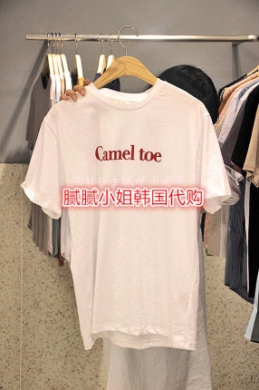 韩国东大门正品代购6PENCE春新款女装圆领短袖字母T恤