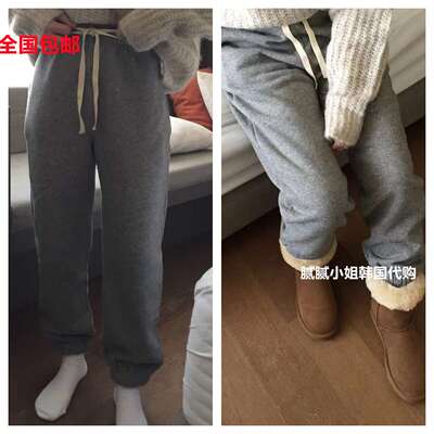韩国设计师Haus111613秋冬羊毛 加绒B入卫裤