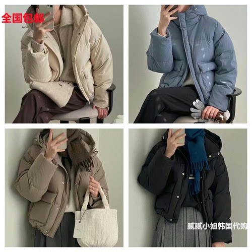 韩国 高品质Glow Approach秋102706冬 1oo鸭绒 复古连帽羽绒服