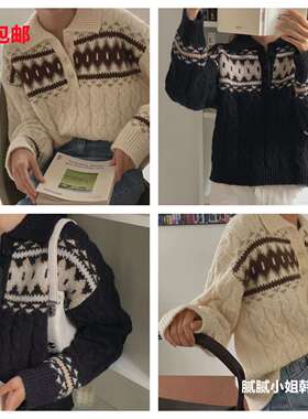 2026秋冬新韩国东大门the able翻领麻花毛衣111106