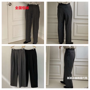 韩国 高品质Brunch010310秋冬 50羊毛磨毛 法式复古西裤