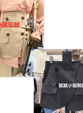 GIOIELLO-P韩国东大门代购2025春季女装新款纯色显瘦系扣半身短裙