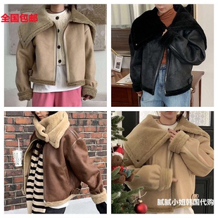 sunder market-P韩国东大门代购2026秋冬女装新拉链毛绒翻领外套