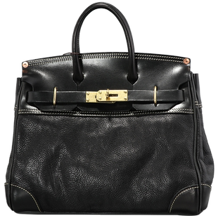 收藏级重磅菲卡奴手工真皮男包小众手提铂金包单肩凯莉包斜挎包黑