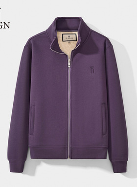 GAGN现货库存2025韩系高级感紫色棉羊毛绒外套女秋冬立领拉链开衫