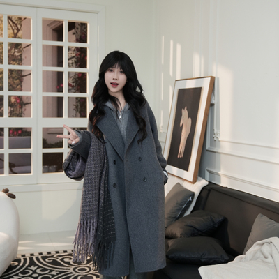 时尚韩系羊毛大衣百搭毛呢