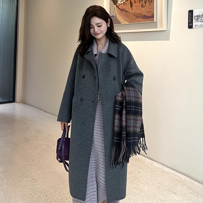 伊迪卡双面羊毛大衣宽松百搭韩系时尚秋冬小个子外套