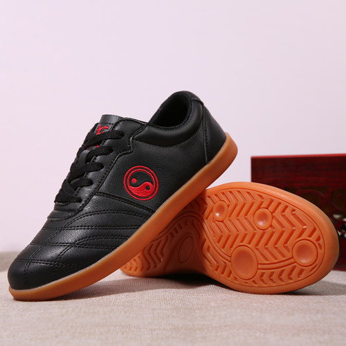 春秋季男款表演鞋武术鞋太极鞋女牛筋底真皮透气牛皮太极拳练功鞋