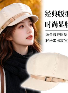 秋冬英伦复古时尚报童帽高品质毛呢八角帽韩系鸭舌帽女文艺贝雷帽