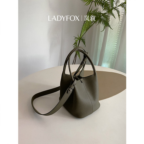 Ladyfox牛皮水桶包手提斜挎