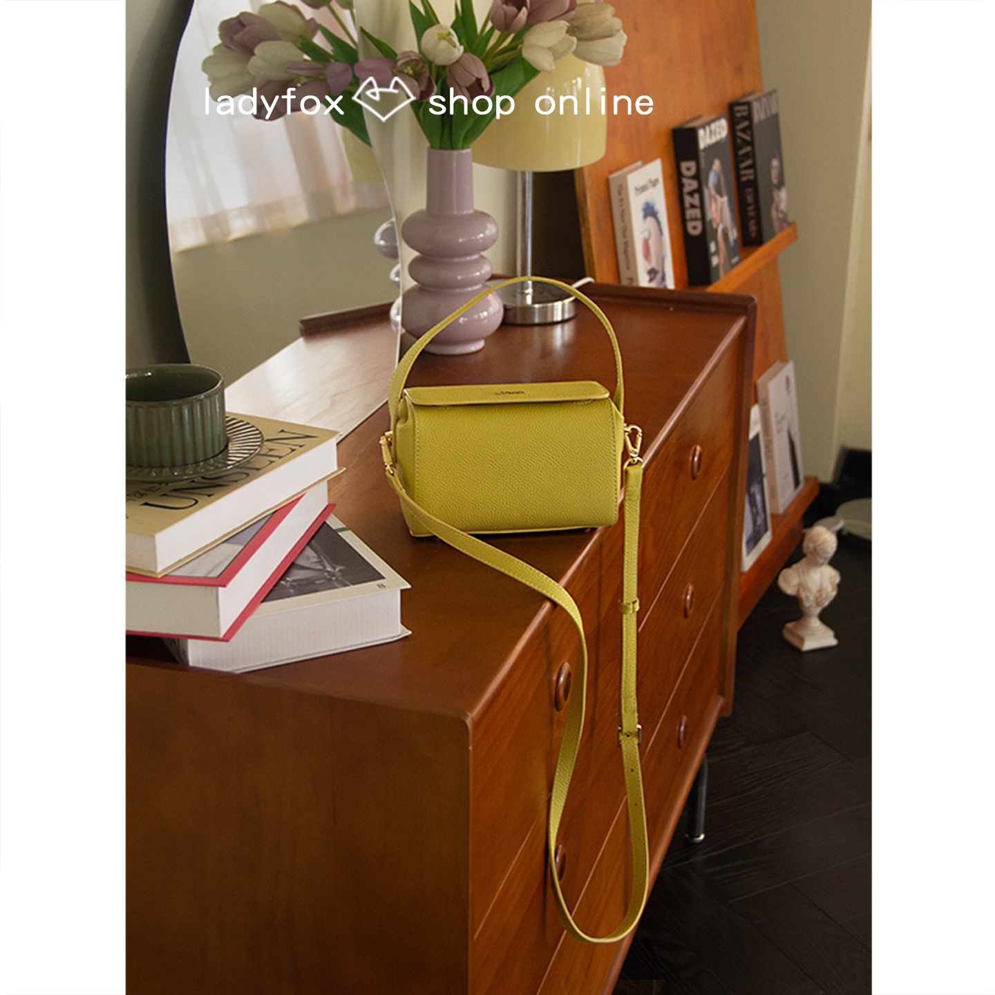 LADYFOX复古盒子包新款真皮