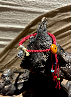 吉运阁「平安」红绳S925纯银天然老蜜蜡平安扣本命年红绳