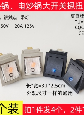 电热锅炒锅开关摁钮船型翘板大开关KCD4带灯3脚银点电饭锅配件灯