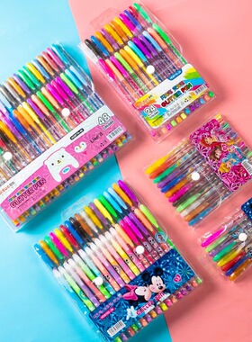 闪光笔高光粉彩笔手账荧光笔12色24色36色学生套装彩色中性笔