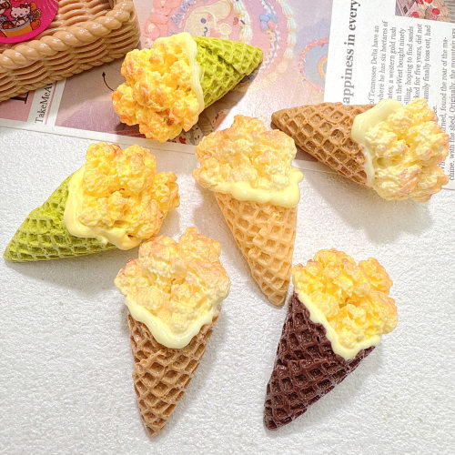 立体仿爆米花奶油甜筒树脂配件奶油胶diy发饰头绳钥匙扣鞋花材料