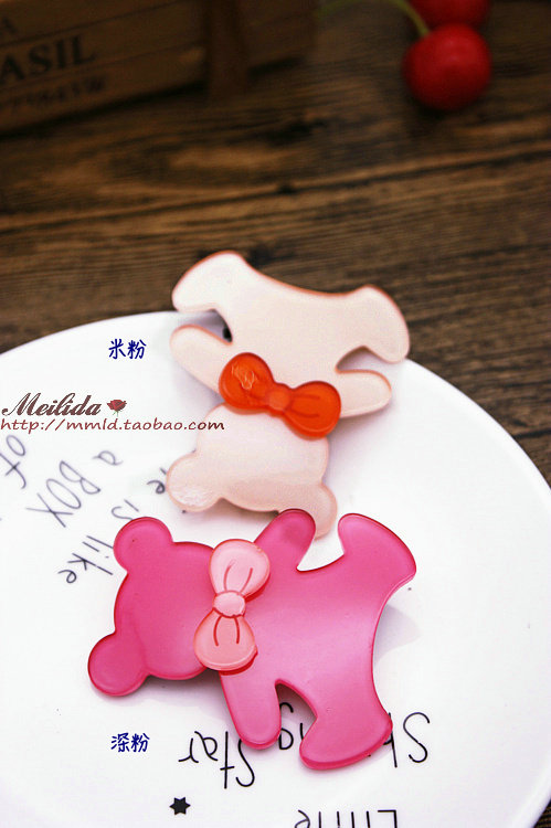 糖果色大号 小熊蝴蝶结鸭嘴夹子边夹顶夹发夹青蛙 一字夹发饰头饰