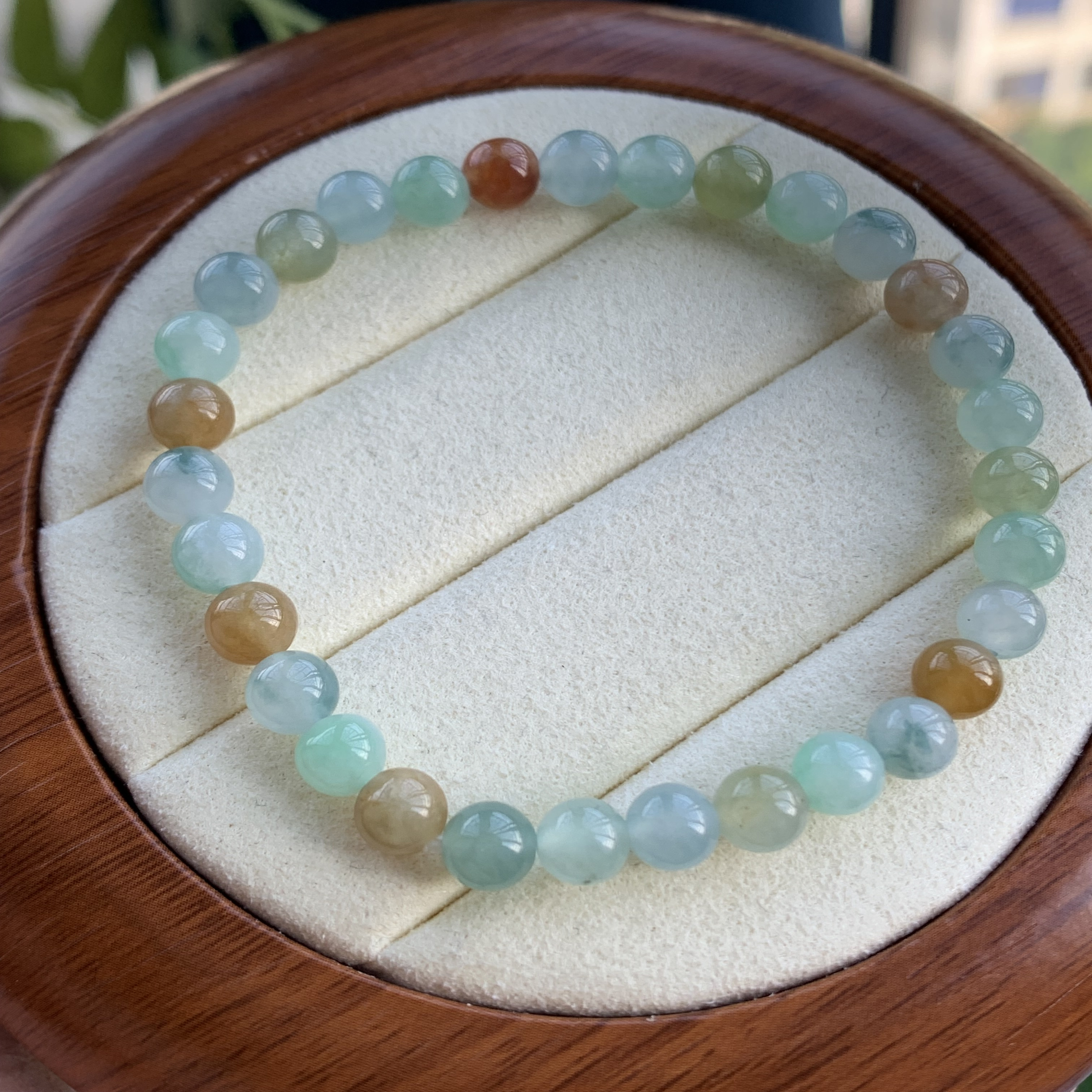 天然翡翠A货多宝圆珠手串