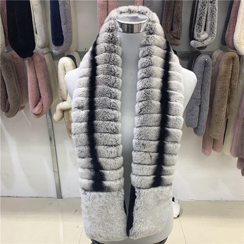 真獭兔毛白色加厚双面围巾保暖时尚百搭网红毛绒皮草围脖披肩女冬