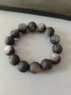 天然银曜石手链月球表面陨石纹 男士礼物