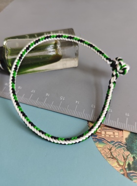 补金补水补木手链 白色 黑色 绿色 三色手工 四面佛纽扣结 民族风