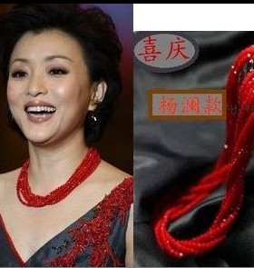 中国红多层晚宴项链杨澜同款