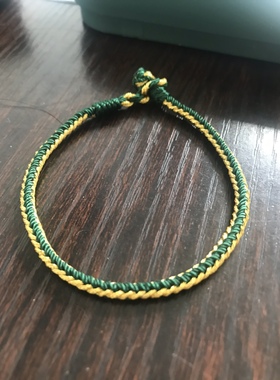 五行补木补金 五行缺木缺金 佩戴 墨绿色 金线 手工编织