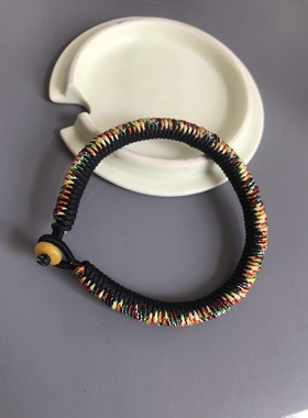 五行绳 补水 手工编织 加粗6.6毫米 五彩线 黑色 金刚结